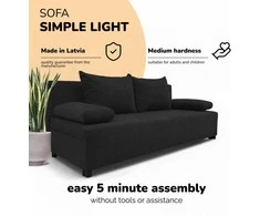 Meb Podrez Dvivietis išskleidžiamas sofa „Simple Light“ be porankių, „Podrez“, grafito