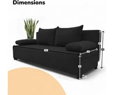 Meb Podrez Dvivietis išskleidžiamas sofa „Simple Light“ be porankių, „Podrez“, grafito