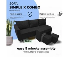 Meb Podrez Dvivietis išskleidžiamas sofa su staliuku ir pufais Simple X Combo,, Podrez,, grafito