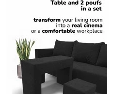 Meb Podrez Dvivietis išskleidžiamas sofa su staliuku ir pufais Simple X Combo,, Podrez,, grafito