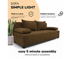 Meb Podrez Dvivietė sofa lova „Simple Light“ be porankių, „Podrez“, rudos spalvos