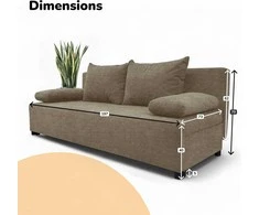 Meb Podrez Dvivietė sofa lova „Simple Light“ be porankių, „Podrez“, smėlio spalvos