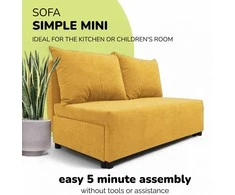 Meb Podrez Dvivietė sofa lova Simple Mini, Podrez, geltonos spalvos