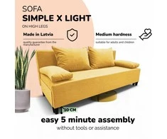 Meb Podrez Dvivietė sofa lova Simple X Light, be porankių, Podrez,, geltonos spalvos