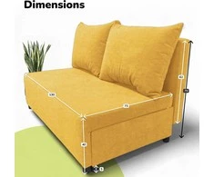 Meb Podrez Dvivietė sofa lova Simple Mini, Podrez, geltonos spalvos