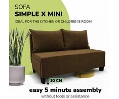 Meb Podrez Dvivietė sofa lova Simple X Mini, Podrez, rudos spalvos