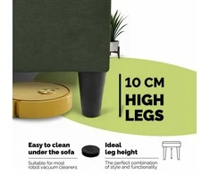 Meb Podrez Dvivietė sofa lova Simple X Mini, Podrez, turkio-žalios spalvos