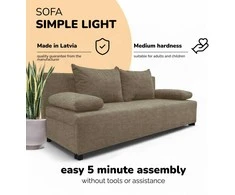 Meb Podrez Dvivietė sofa lova „Simple Light“ be porankių, „Podrez“, smėlio spalvos