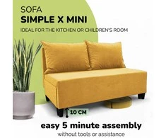 Meb Podrez Dvivietė sofa lova Simple X Mini, Podrez, geltonos spalvos
