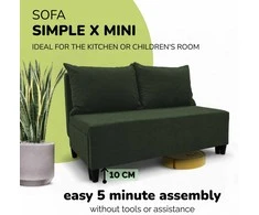 Meb Podrez Dvivietė sofa lova Simple X Mini, Podrez, turkio-žalios spalvos
