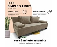 Meb Podrez Dvivietė sofa lova Simple X Light, be porankių, Podrez,, smėlio spalvos