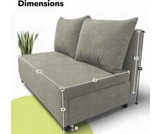 Meb Podrez Dvivietė sofa lova Simple Mini, Podrez, šviesiai pilkos spalvos