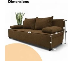 Meb Podrez Dvivietė sofa lova „Simple Light“ be porankių, „Podrez“, rudos spalvos