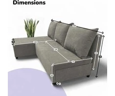 Meb Podrez Kampinė išskleidžiama sofa-lova St Light, Podrez, šviesiai pilka