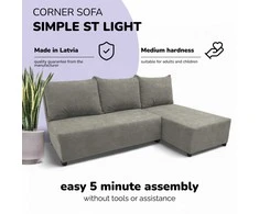 Meb Podrez Kampinė išskleidžiama sofa-lova St Light, Podrez, šviesiai pilka