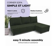 Meb Podrez Kampinė išskleidžiama sofa-lova St Light, Podrez, turkio-žalia