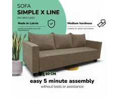 Meb Podrez Klasikinė sofa-lova Simple X Line, su patalynės dėže, Podrez,, smėlio spalvos