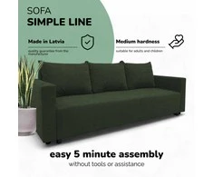 Meb Podrez Klasikinė sofa-lova „Simple Line“ su patalynės dėže, „Podrez“, Turkio žalia