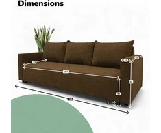 Meb Podrez Klasikinė sofa-lova „Simple Line“ su patalynės dėže, „Podrez“, rudos spalvos