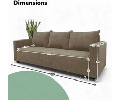 Meb Podrez Klasikinė sofa-lova „Simple Line“ su patalynės dėže, „Podrez“, smėlio spalvos