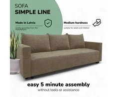 Meb Podrez Klasikinė sofa-lova „Simple Line“ su patalynės dėže, „Podrez“, smėlio spalvos