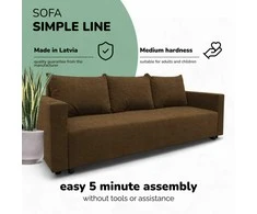 Meb Podrez Klasikinė sofa-lova „Simple Line“ su patalynės dėže, „Podrez“, rudos spalvos