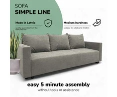 Meb Podrez Klasikinis sofos-lovos komplektas „Simple Line“ su dėžute skalbiniams, „Podrez“, Šviesiai pilka