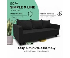 Meb Podrez Klasikinis sofos-lovos komplektas Simple X Line, su dėžute skalbiniams, Podrez,, Grafito