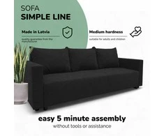 Meb Podrez Klasikinis sofos-lovos komplektas „Simple Line“ su dėžute skalbiniams, „Podrez“, Grafito