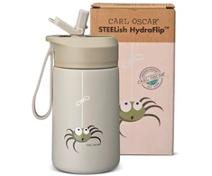 CARL OSCAR - Nerūdijančio plieno gertuvė su atlenkiamu šiaudeliu, 400ml, Greige spider