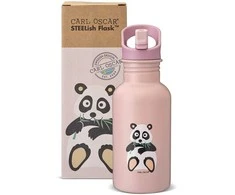 CARL OSCAR Nerūdijančio plieno sandarus vandens butelis, Rožinė-panda, 500 ml