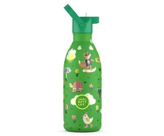 Cool Bottles - Nerūdijančio plieno vaikiškas buteliukas su šiaudeliu arba užsukimu, 500ml (Rolling skaters)