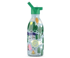 Cool Bottles - Nerūdijančio plieno vaikiškas buteliukas su šiaudeliu arba užsukimu, 500ml (Outdoor adventure)