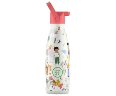 Cool Bottles - Nerūdijančio plieno vaikiškas buteliukas su šiaudeliu arba užsukimu, 350ml (Curious explorers)