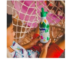 Cool Bottles - Nerūdijančio plieno vaikiškas buteliukas su šiaudeliu arba užsukimu, 500ml (Outdoor adventure)