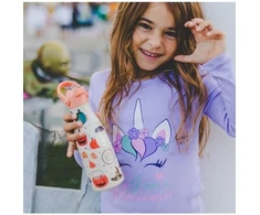 Cool Bottles - Nerūdijančio plieno vaikiškas buteliukas su šiaudeliu arba užsukimu, 260ml (Trickor treat)