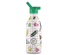 Cool Bottles - Nerūdijančio plieno vaikiškas buteliukas su šiaudeliu arba užsukimu, 500ml (Play mode)