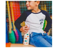 Cool Bottles - Nerūdijančio plieno vaikiškas buteliukas su šiaudeliu arba užsukimu, 260ml (Pet lover)