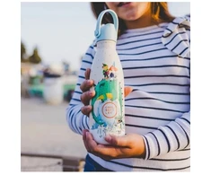 Cool Bottles - Nerūdijančio plieno vaikiškas buteliukas su šiaudeliu arba užsukimu, 350ml (Dragon dreams)