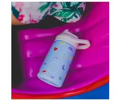 Cool Bottles - Nerūdijančio plieno vaikiškas buteliukas su atlenkiamu šiaudeliu, 350ml (Rainbow clouds)