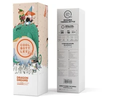 Cool Bottles - Nerūdijančio plieno vaikiškas buteliukas su šiaudeliu arba užsukimu, 350ml (Dragon dreams)