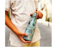 Cool Bottles - Nerūdijančio plieno vaikiškas buteliukas su šiaudeliu arba užsukimu, 260ml (Secret nature)