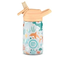 Cool Bottles - Nerūdijančio plieno vaikiškas buteliukas su atlenkiamu šiaudeliu, 350ml (Underwater world)