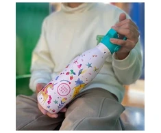 Cool Bottles - Nerūdijančio plieno vaikiškas buteliukas su šiaudeliu arba užsukimu, 350ml (Funny unicorns)