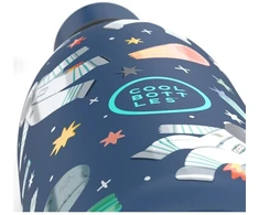 Cool Bottles - Nerūdijančio plieno vaikiškas buteliukas su šiaudeliu arba užsukimu, 500ml (Galactic ride)