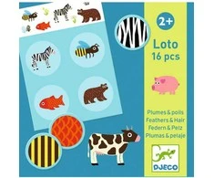 Djeco Loto žaidimas - Plunksna ir kailis (16 vnt.)