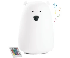 Rabbit&amp;Friends - Įkraunamas šviestuvas su nuotolinio valdymo pultu ir garsiakalbiu (USB C)