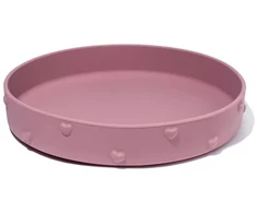 SOINA Silikoninė prilimpanti lėkštė su krašteliais ir 3D širdelėmis, Rosa Antico
