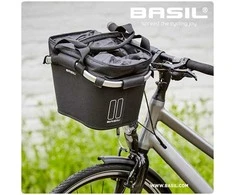 Basil BASIL CLASSIC CARRY ALL FRONT BASKET KF 15L, juoda + BASIL KLICKFIX ADAPTER montavimo plokštė, nuimama vairo tvirtinimo sistema (be laikiklio) (NAUJIENA)