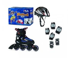 Roller skate set for children FILA J-ONE COMBO 3 SET (L36-40), juodas-mėlynas-red